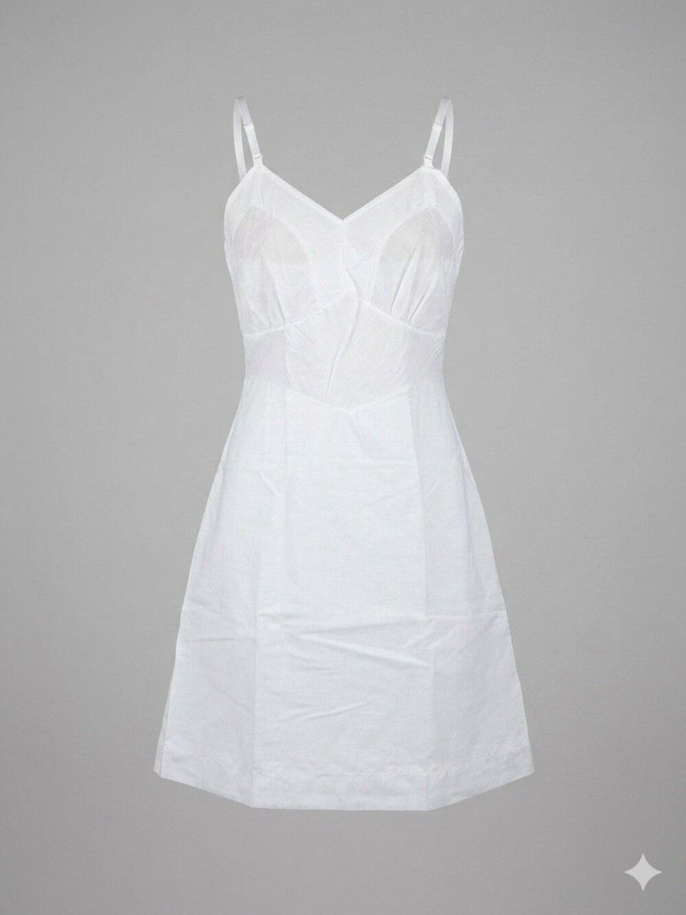 VTG Penneys Gaymode White Dress Slip XL 44/40 Cotton Embroidered Cottage Fairy